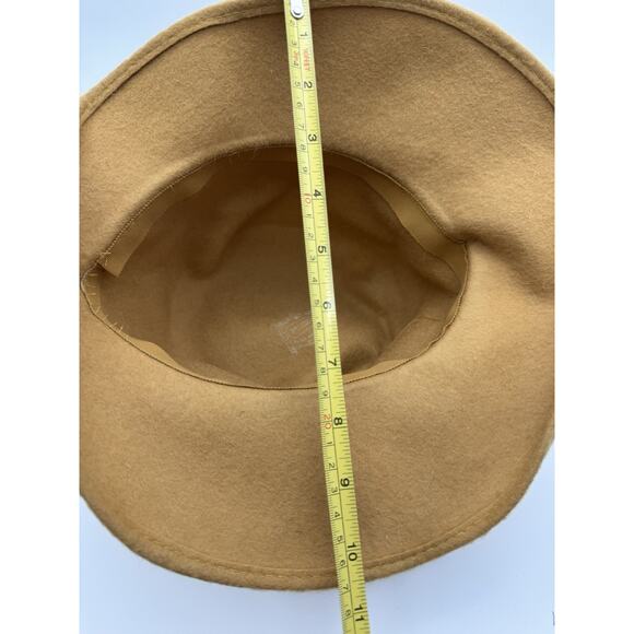 Melosoie Henry Pollak Yellow 100% Wool Hat with Ribbon Band Feather 10” Derby 7 - Picture 9 of 9